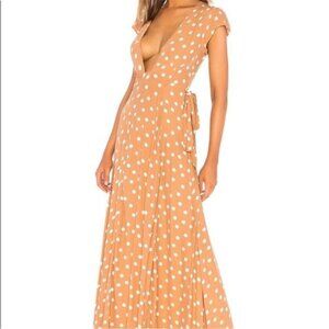 Tularosa sid wrap maxi dress polka dot in latte Size Small